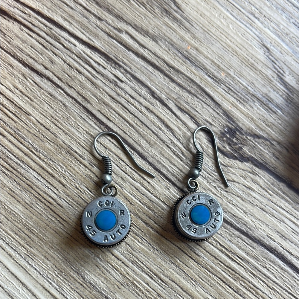 Turquoise Bullet Casing Earrings